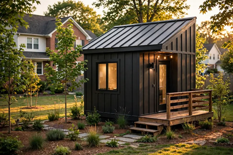 Backyard cottage ADU behind a suburban Maryland home